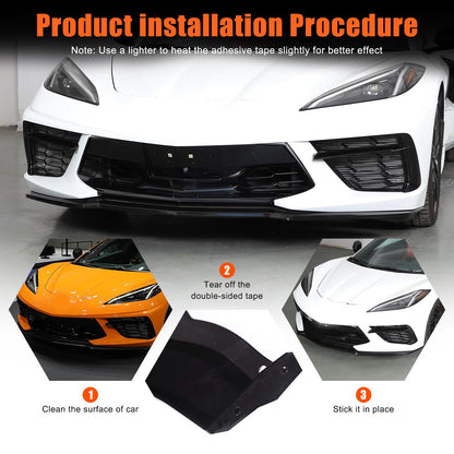 Replacement Black Front Bumper Lip Kit Splitter Exterior For Corvette C8 20+ US 9