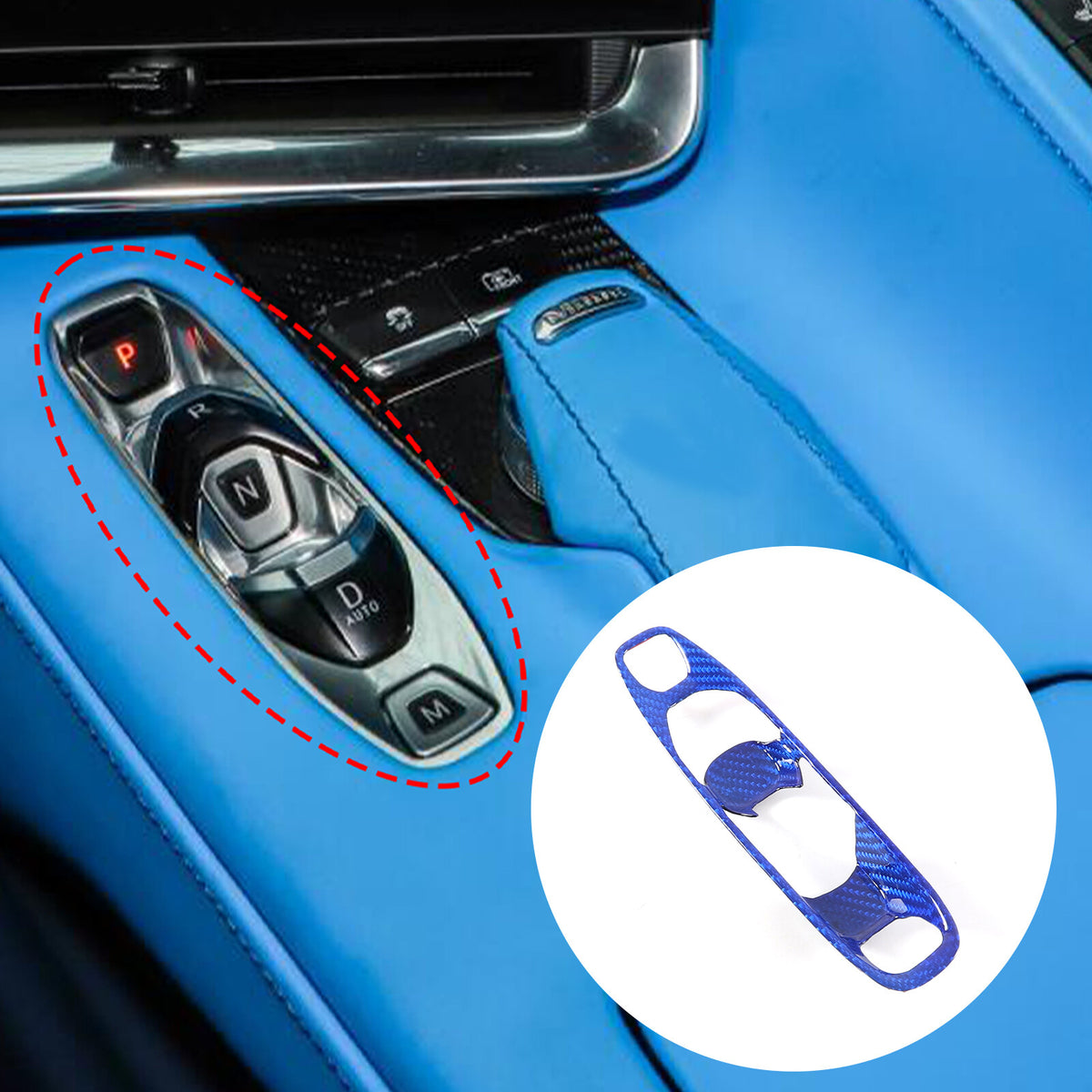 Blue Real Carbon Fiber Full Interior Set Decor Trim Kit for Corvette C8 20-25 - Variants 11-15 18