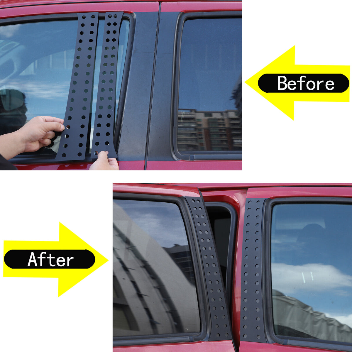 Black Aluminum Alloy Window Center Pillar Trim Panel For Toyota Tacoma 16-23 US 15