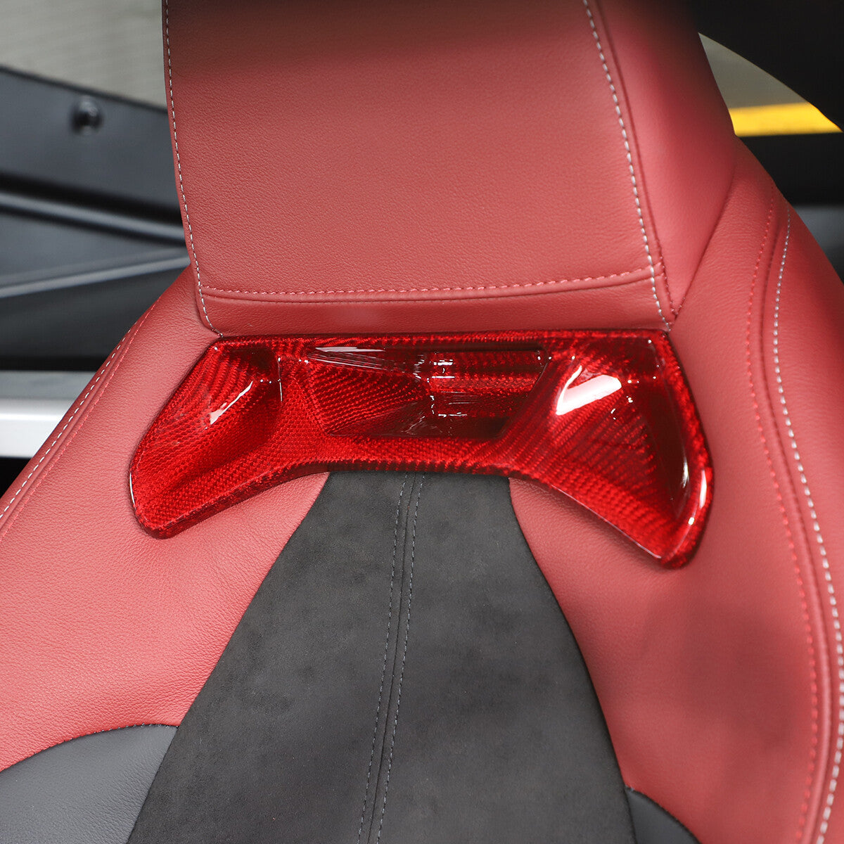 Red Carbon Car Rear Back Seat Panel Back Trim Cover for Toyota Supra A90 19+ US 4