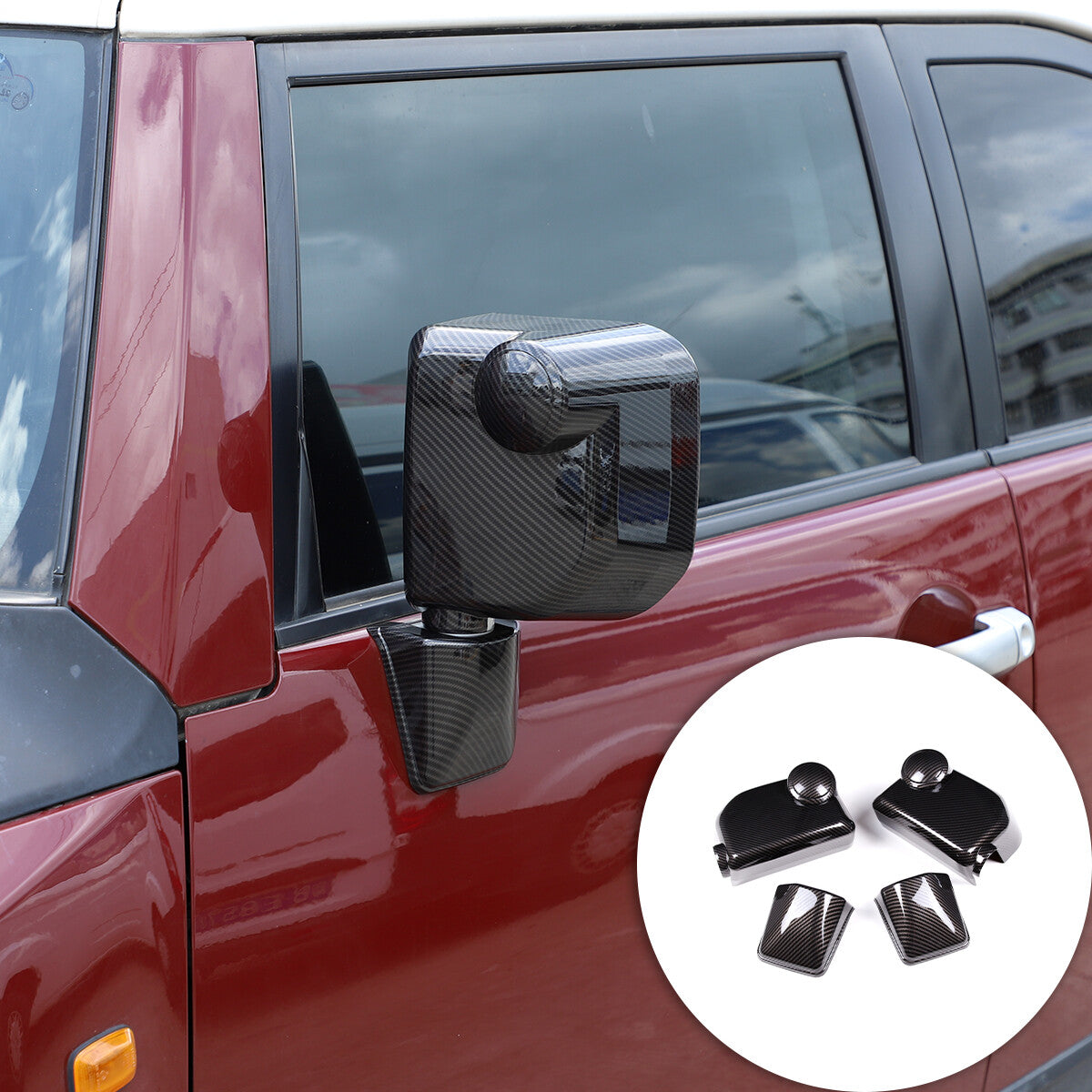 Carbon Exterior Rearview mirror base cover trim For Toyota FJ Cruiser 2007-2021 5