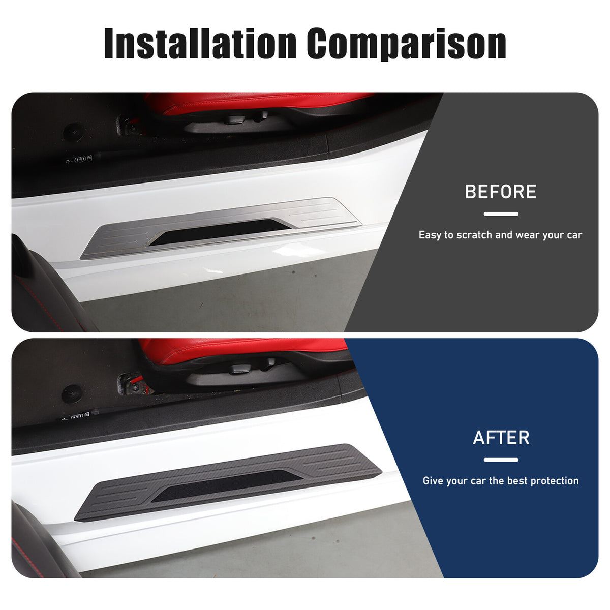 Matte Real Carbon Fiber Scuff Plate Door Sill Cover Protector For Corvette C8 15