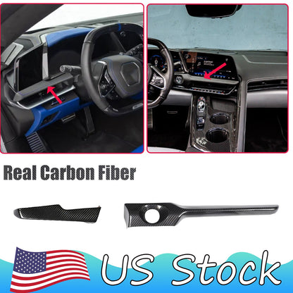 Real Carbon Fiber Center Console Ignition Button Trim For Corvette C8 2026+ US 1