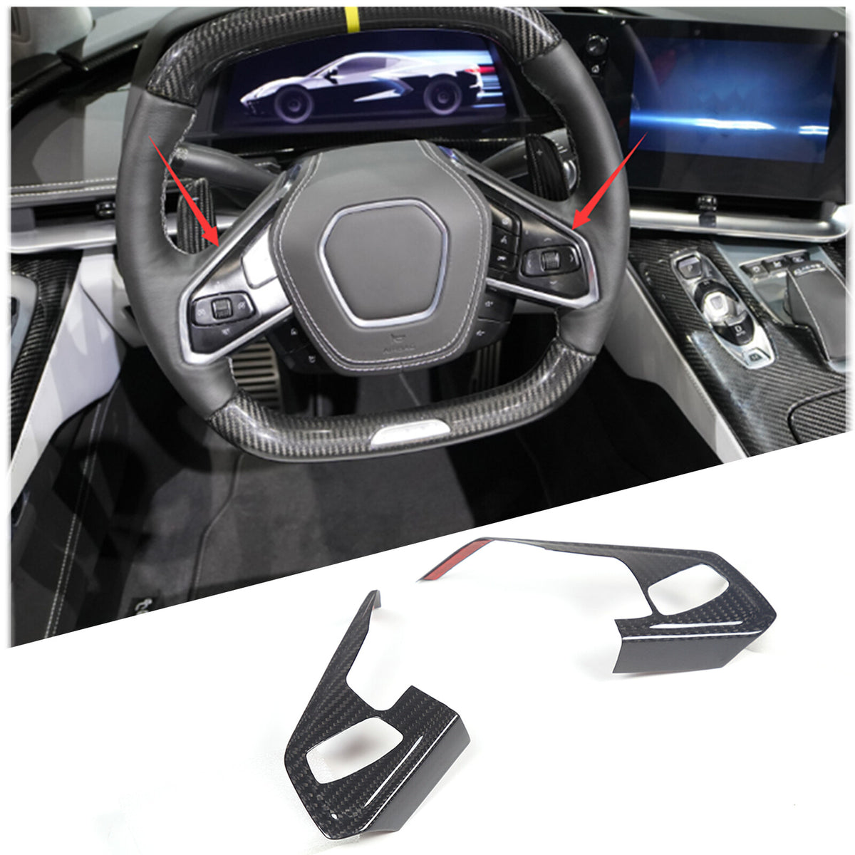 Real Carbon Fiber Interior Trim Cover For C8 Corvette Stingray Z51 Z06 Z07 20-25 36