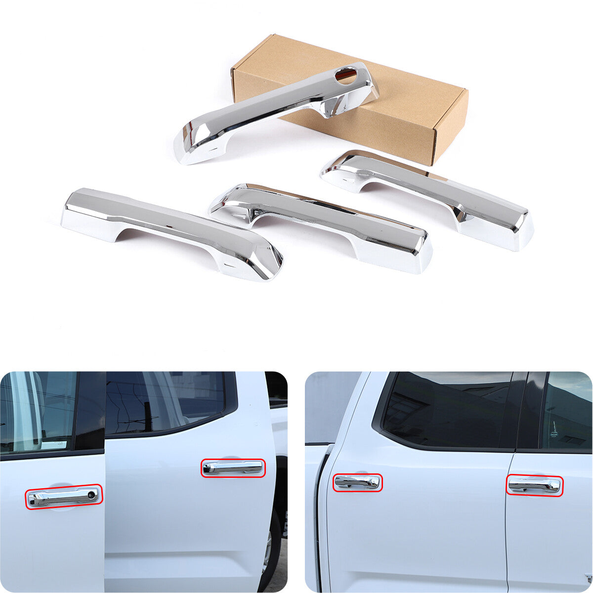 Chrome Side Mirror + Door Handle Covers Molding Trim for Toyota Tundra 2022-26 4