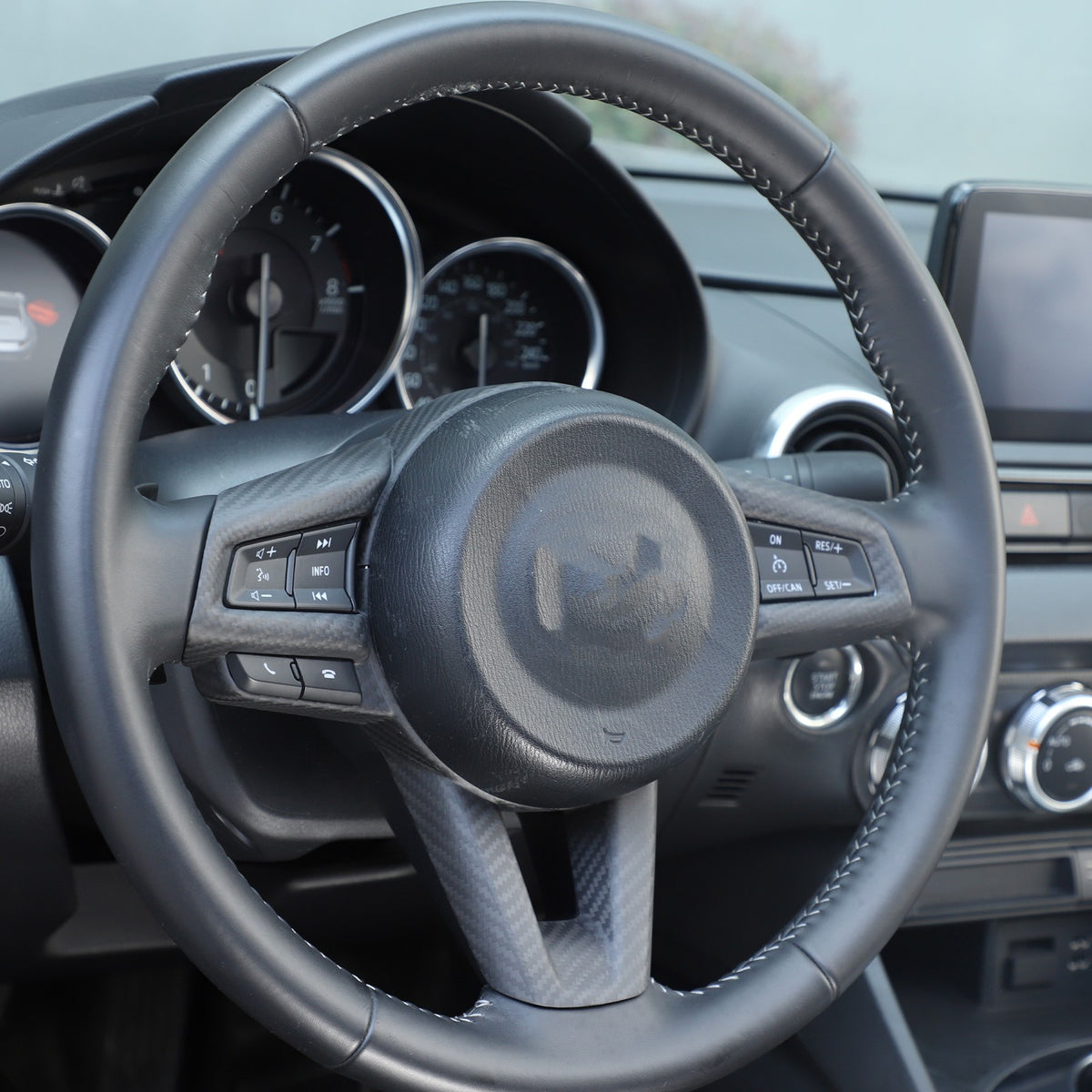 Matte Real Carbon Fiber Steering Wheel Button Trim For Mazda MX-5 Miata 2016-25 21
