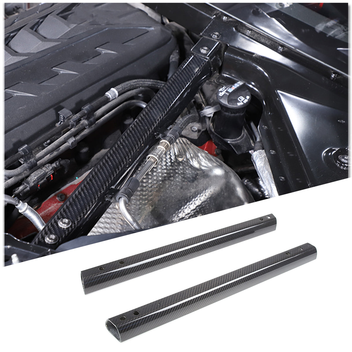 Real Carbon Fiber Engine Bay Tank Panel Cover Frame Trim For Corvette C8 2020-26 - Styles 11-15 12
