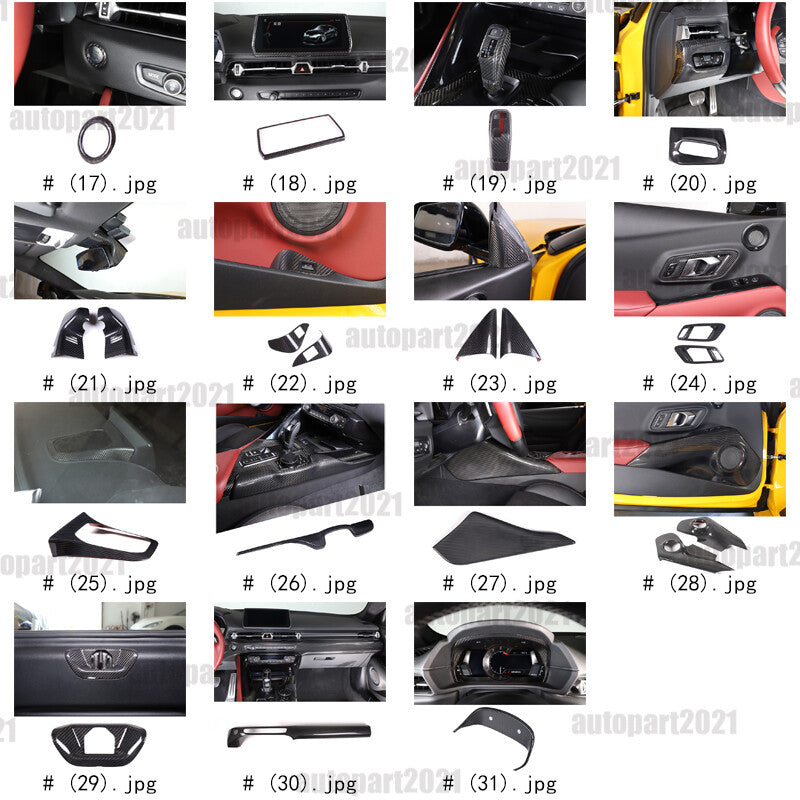 Real Carbon Fiber Full Interior Set Decor Trim Kit For Toyota Supra A90 MK5 19+ 3
