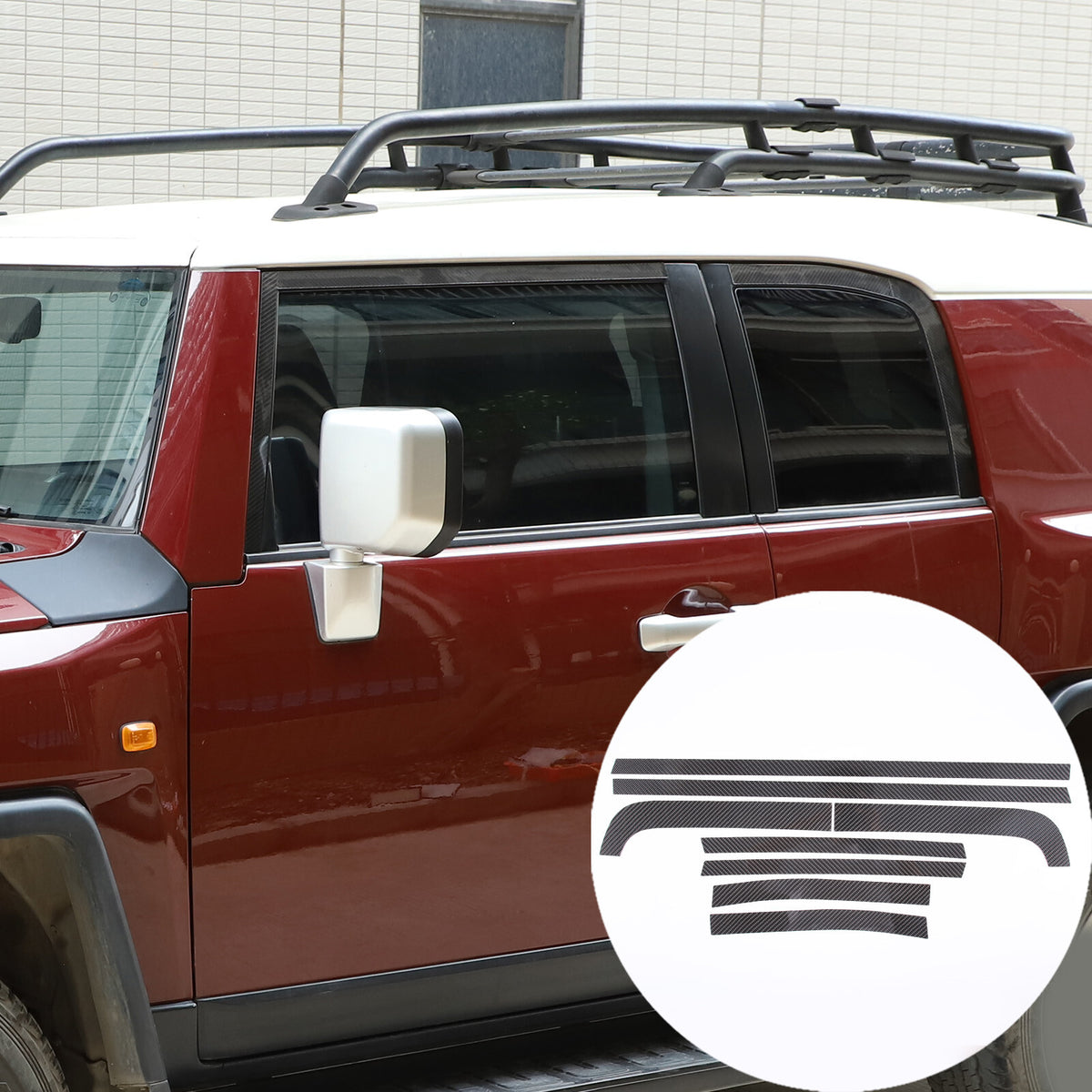 Carbon Fiber Top Window Accent Line Trim Strip For Toyota FJ Cruiser 2007-2021 1