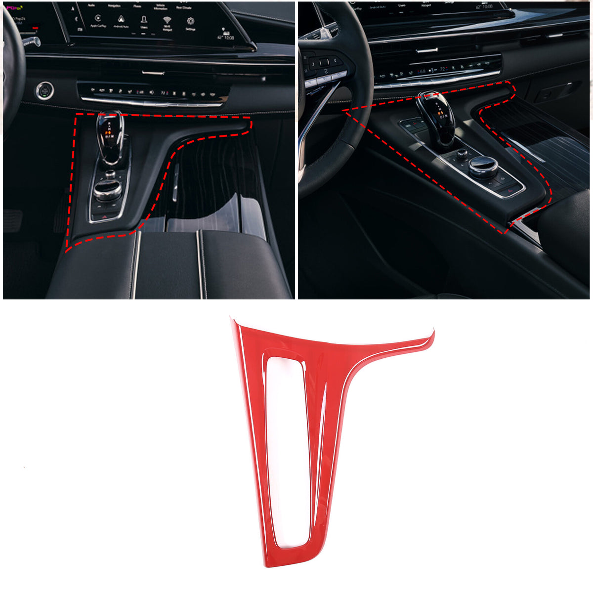 Red ABS Center Control Gear Trim Panel Trim Cover For Cadillac Escalade 21-23 10