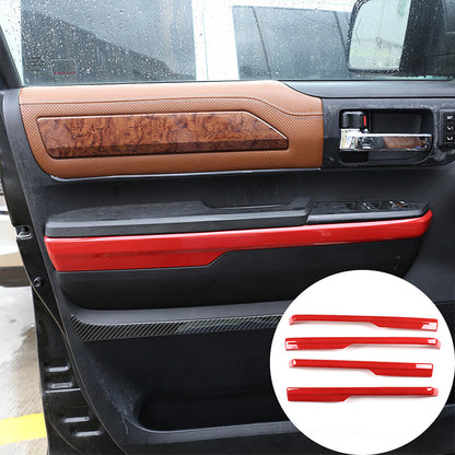 ABS Red Interior Door Panel Decor Cover Trim For Toyota Tundra Crew Cab14-21 1