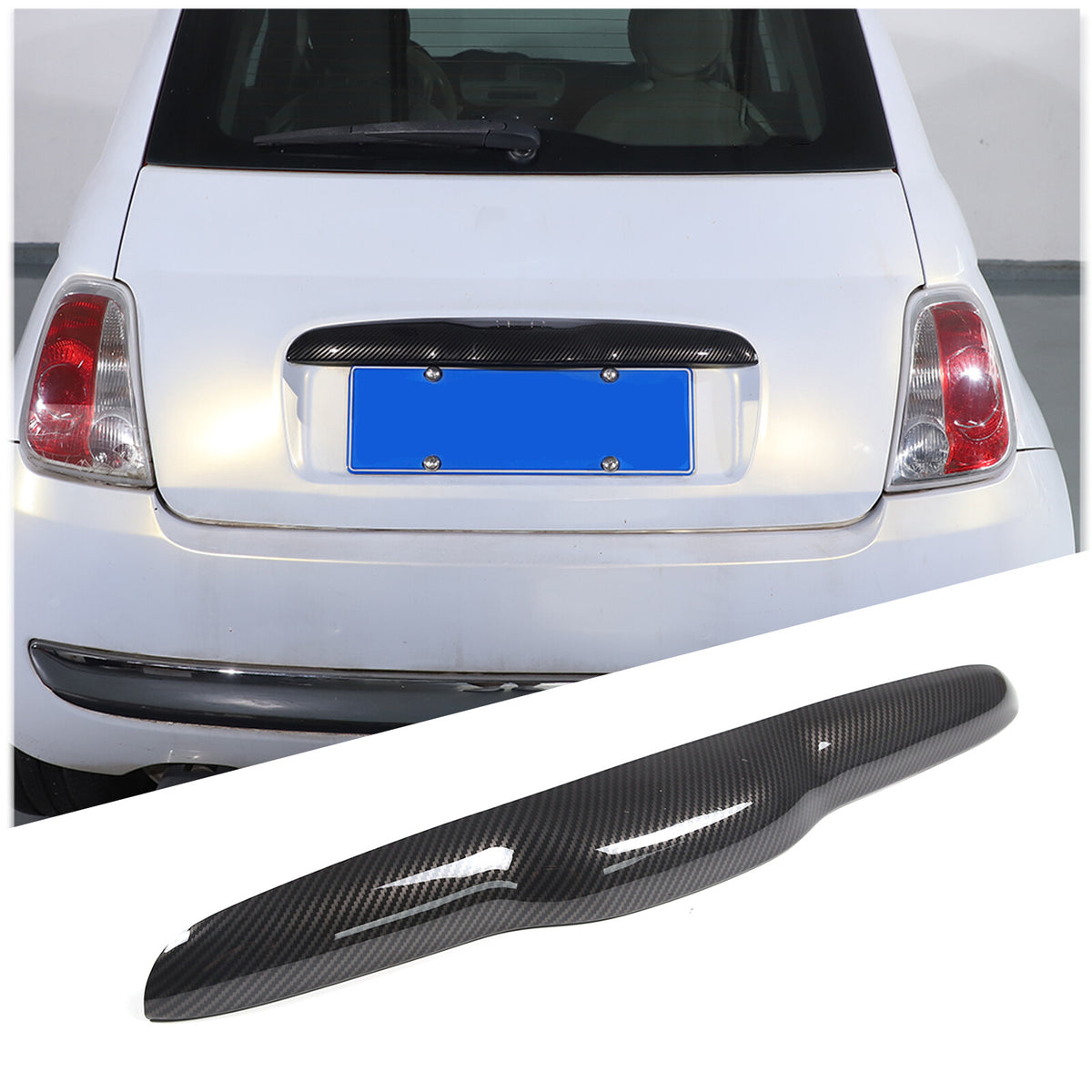 ABS Carbon fiber Tailgate Trunk Handle Cover Trim For FIAT 500 2011-23 3