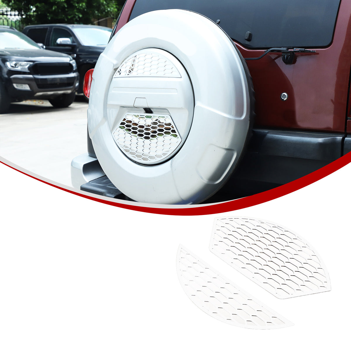 Silver Alloy Spare Tire Trim Cover Patch For Toyota FJ Cruiser 2007-21 13