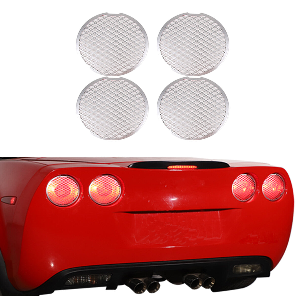 Black Mesh Steel Rear Tail Light Grille Cover For Corvette C6 GS/Z0/ZR1 05-13 US 2