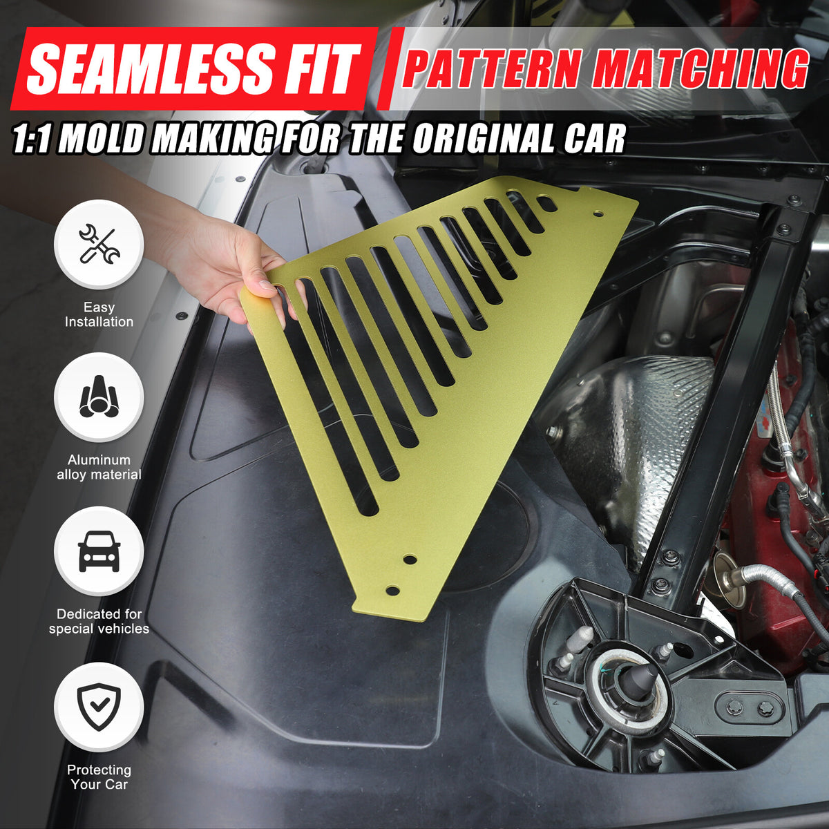 Yellow Engine Bay Side Panel Cover Overlay Coupe For Corvette C8 2020-26 2