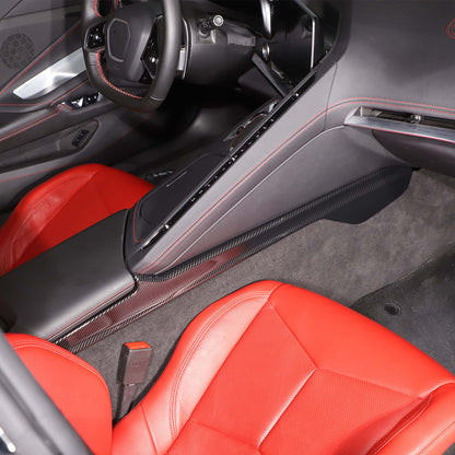 ABS Carbon fiber Car Side Center Console Strips Trim For Corvette C8 Z51 Z06 20+ 12