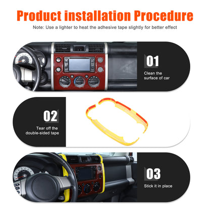 Yellow ABS Interior Center Console Trim Cover for Toyota FJ Cruiser 2007-2021 40