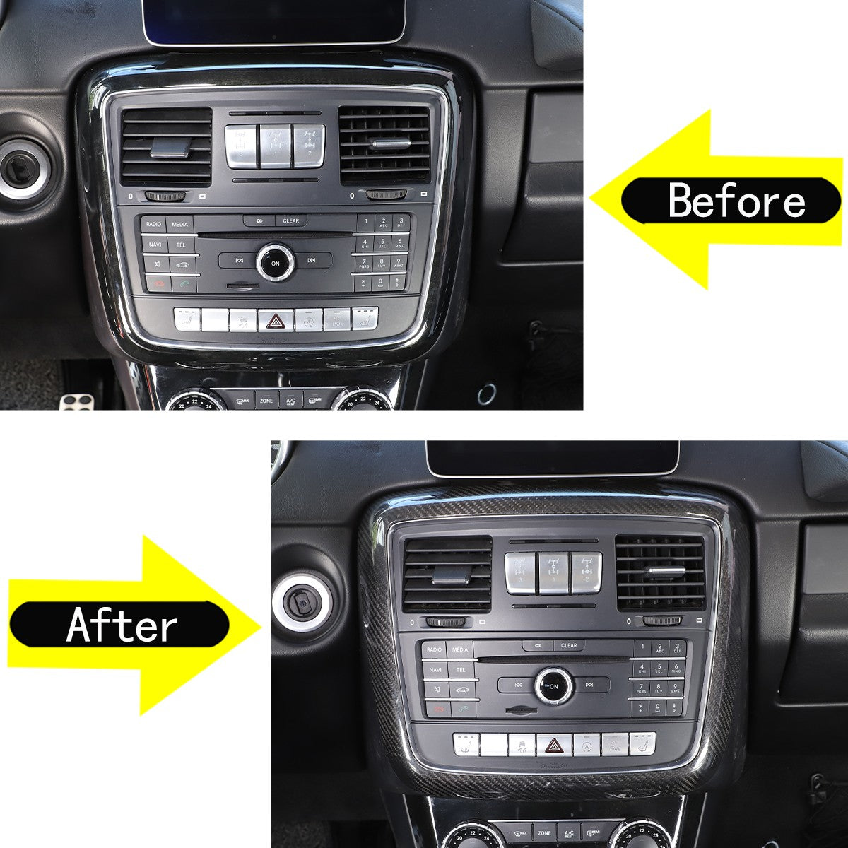 Real Carbon Fiber Center CD Panel Decorative Frame For Benz G-Class 2012-2018 7