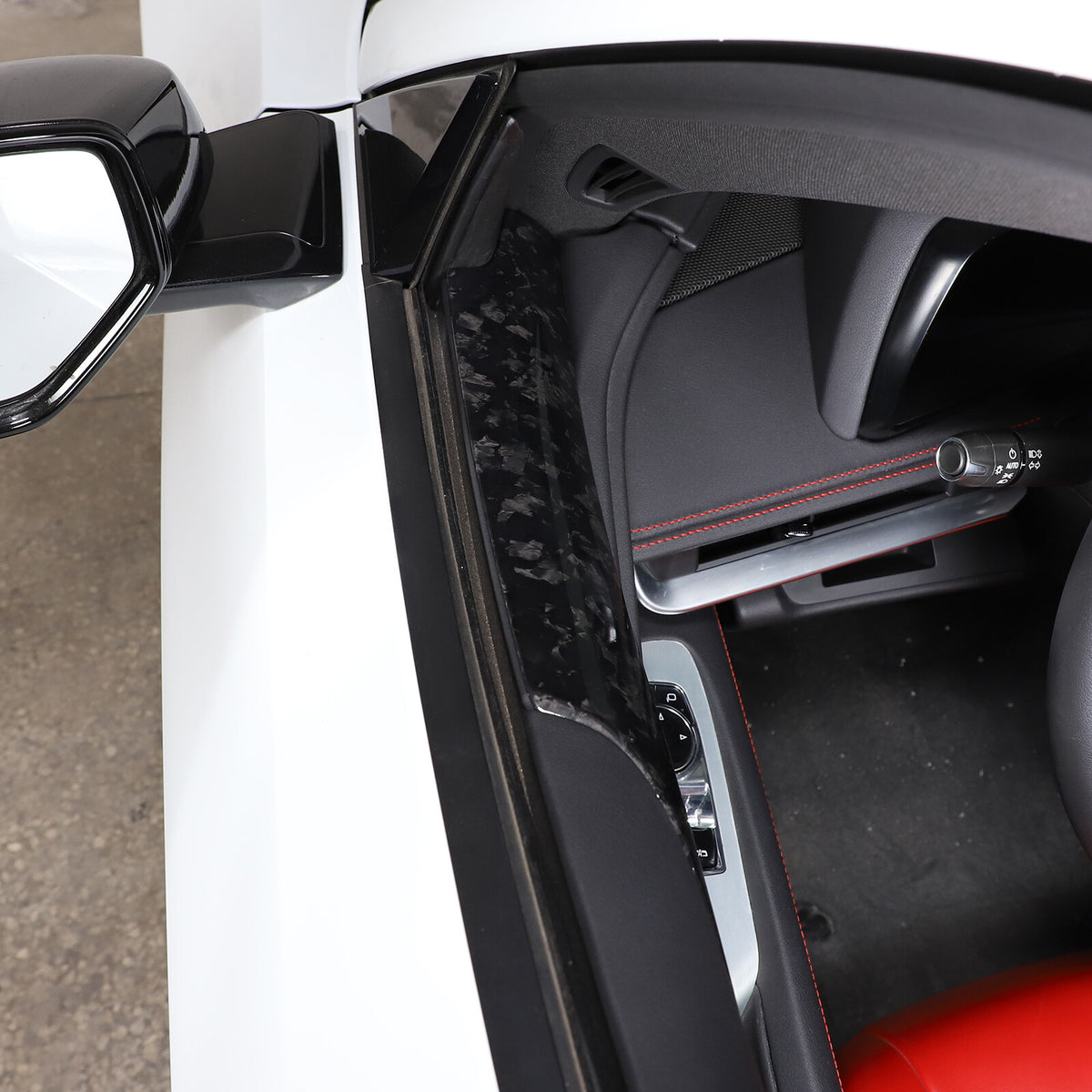 Forged Carbon Fiber Window Glass Door Upper Panel Trim For Corvette C8 2020+ US 9