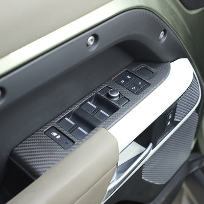 Red Carbon Fiber Window Lift Button Panel Cover Trim For LR Defender 110 20-24 13