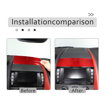 Red Carbon Fiber Console Navigation Upper Panel Cover Trim For Jaguar F-TYPE 13+ 5