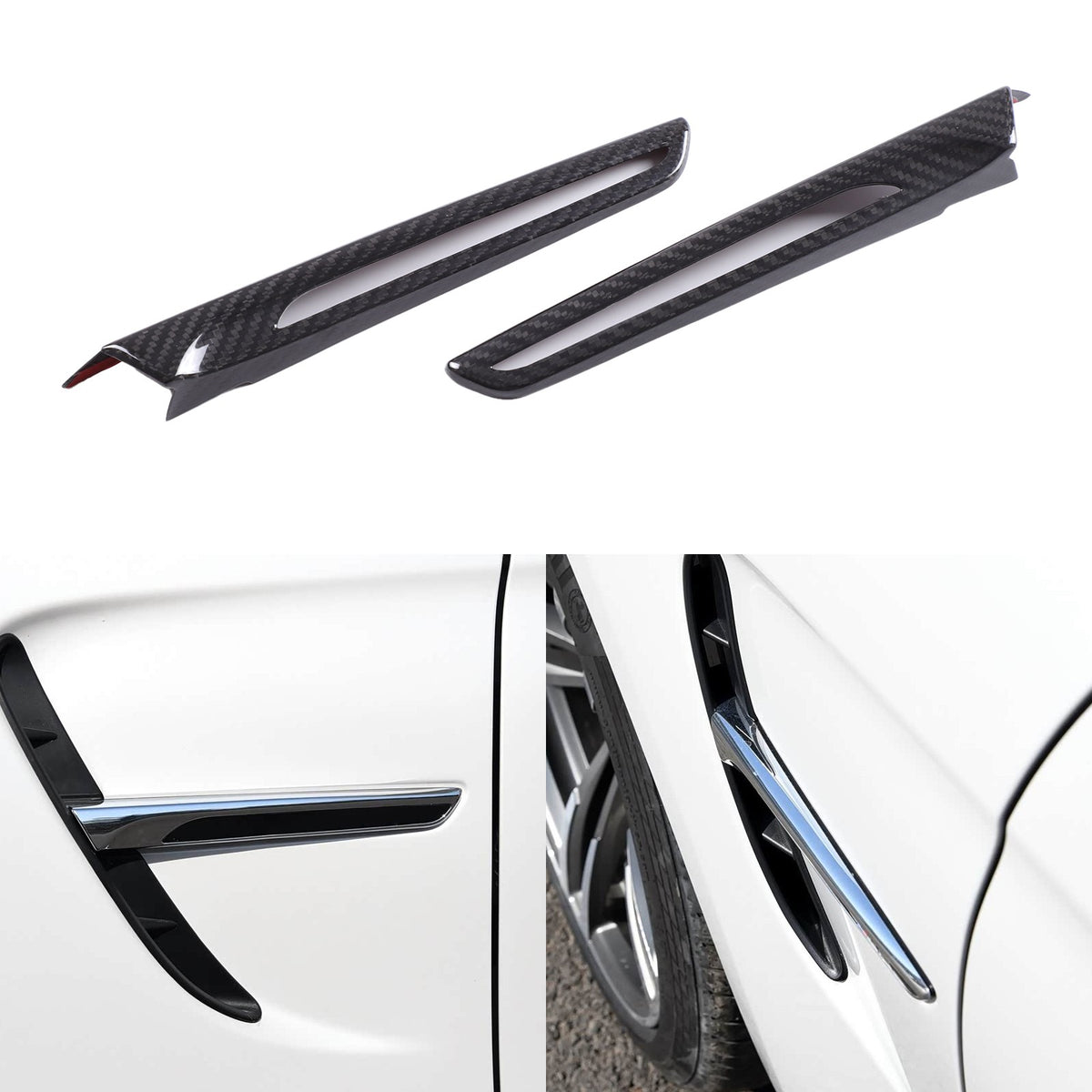 Real Carbon Fiber Exterior Side Fender Trim With Hole For BMW M3 F80 2014-2018 13