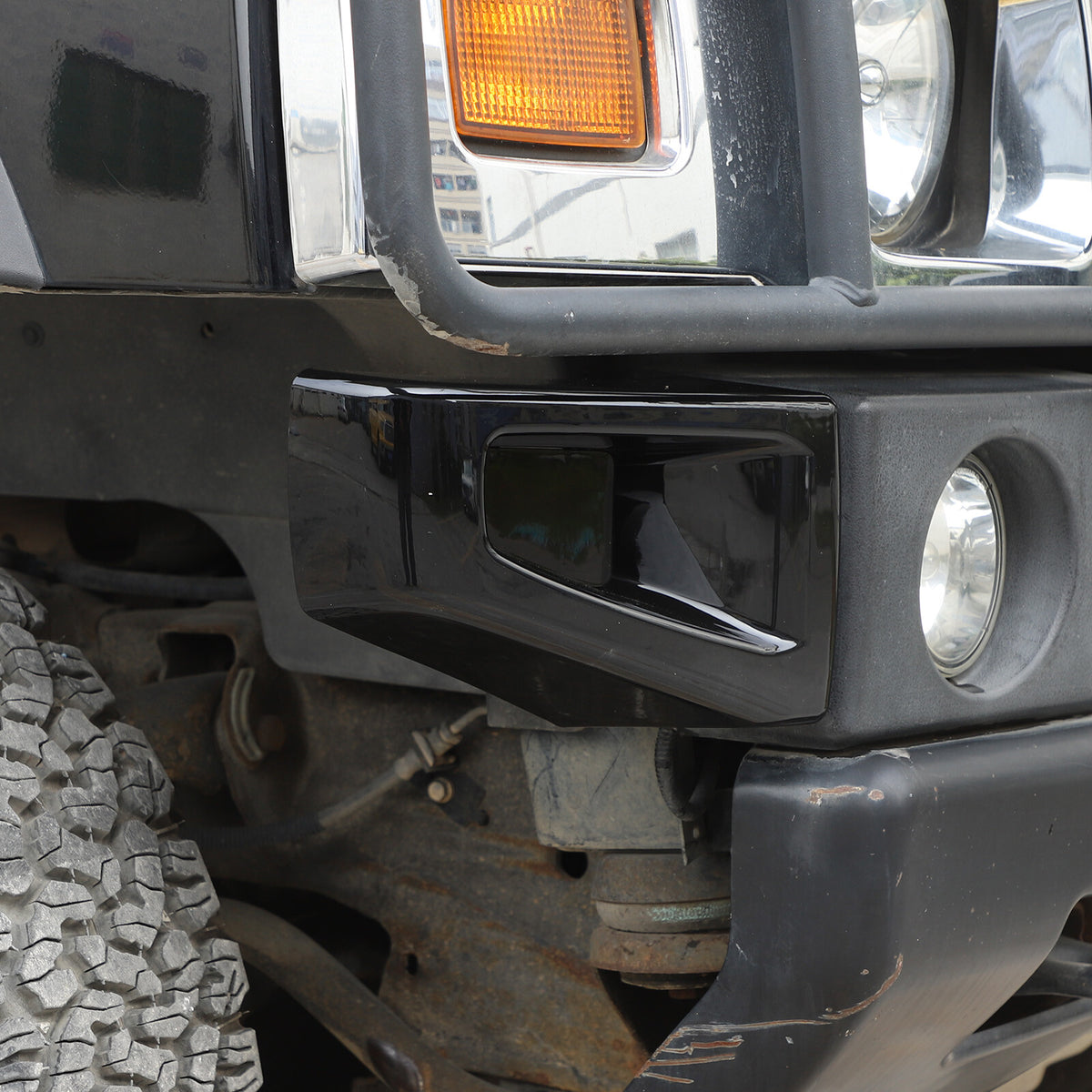 Glossy Piano Black Front Bumper Exterior Trim Cover Set For Hummer H2 2003-2009 - Styles 6-10 16