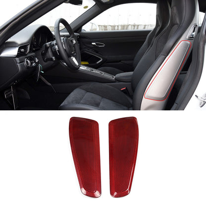Red Carbon Fiber Interior Seat Side Panel Trim Cover for Porsche 911 718 15-20 2