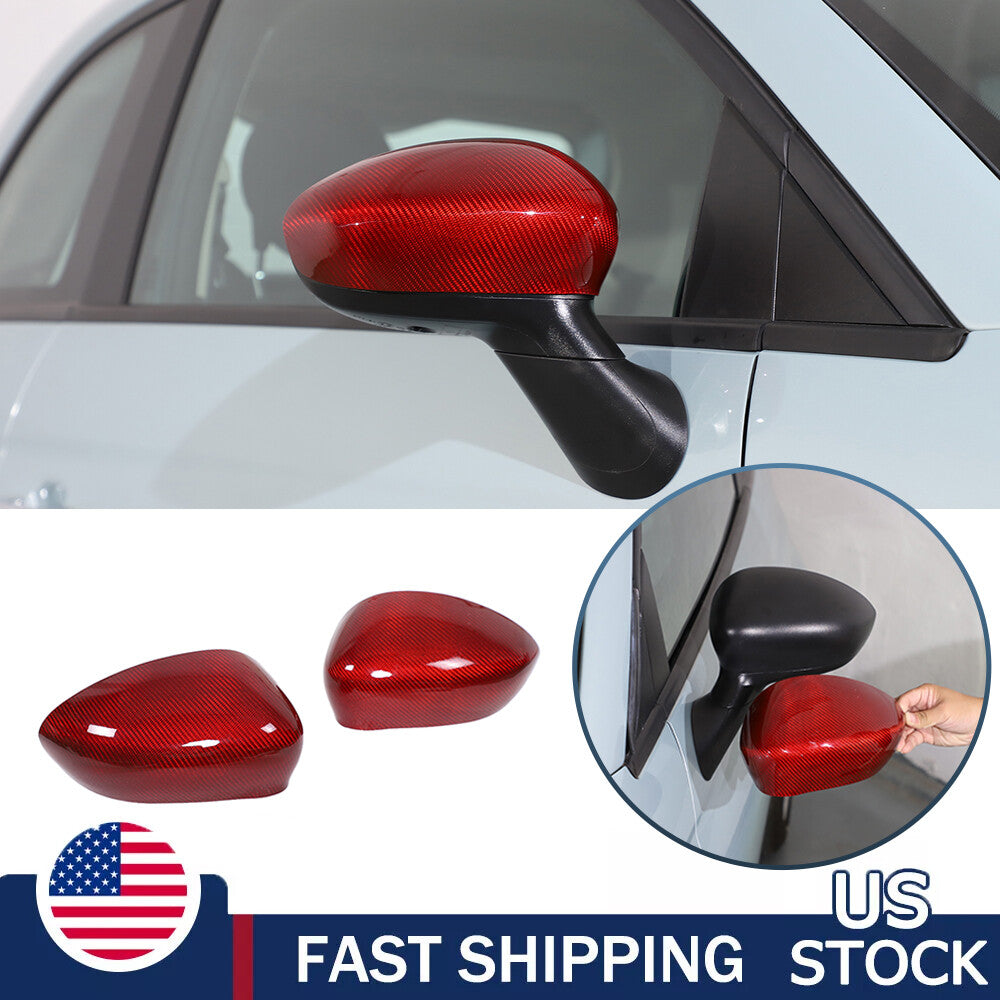 Red Carbon Fiber Exterior Side Rear Mirror Trim For Fiat 500 Abarth 595 2010+ US 1
