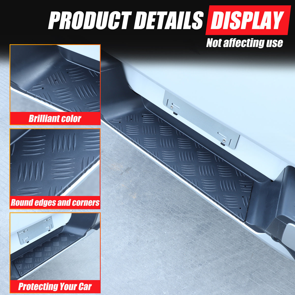 Black Alloy Rear Bumper Footrest Guard Plate For Mitsubishi L200 Triton 2019+ 6
