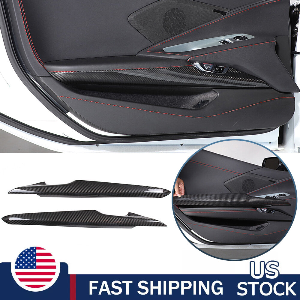 Real Carbon fiber Interior Inner Door Panel Cover Trim for Corvette C8 20-26 US 1