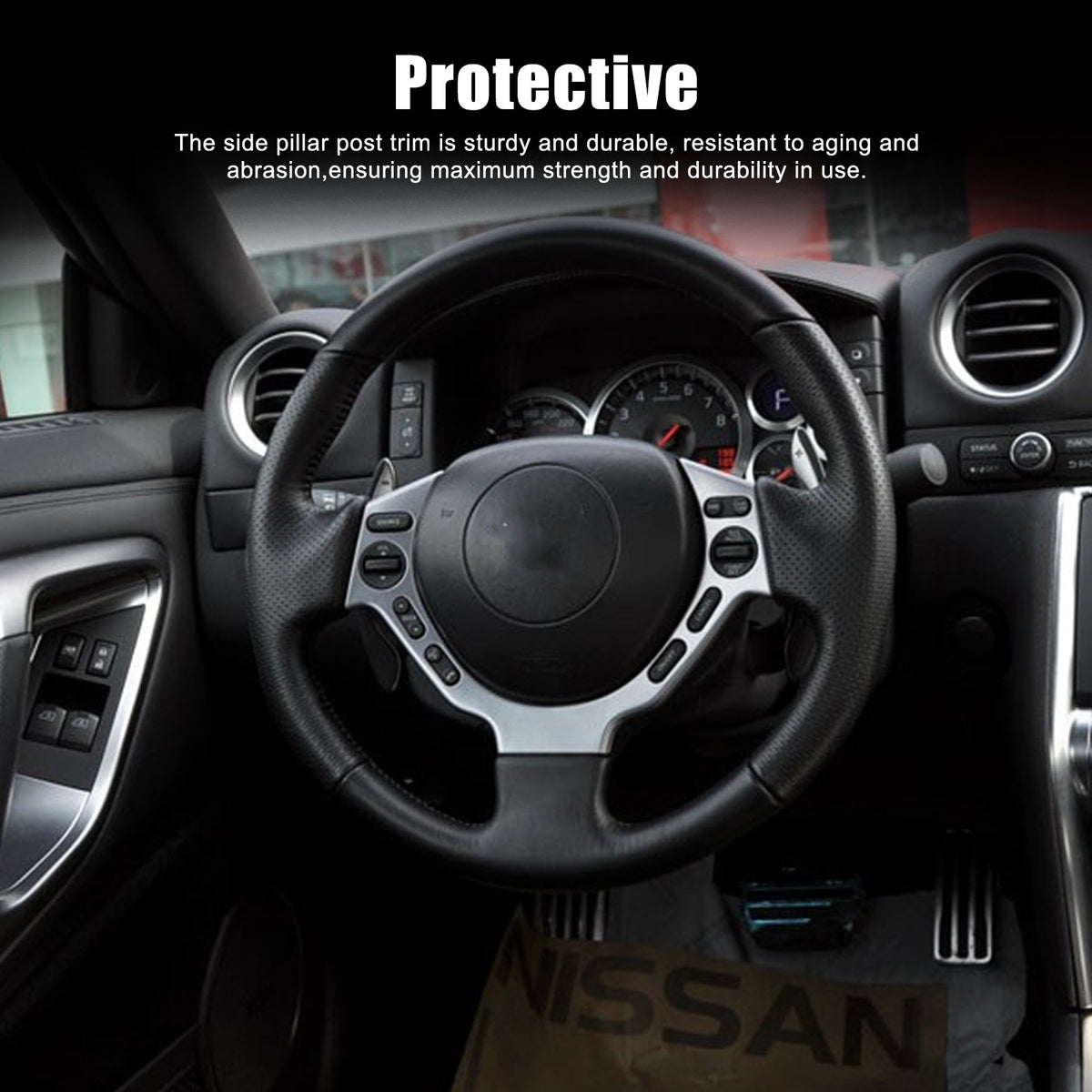 Matte Real Carbon Fiber Steering Wheel Button Trim For Nissan GTR R35 2008‑2016 16