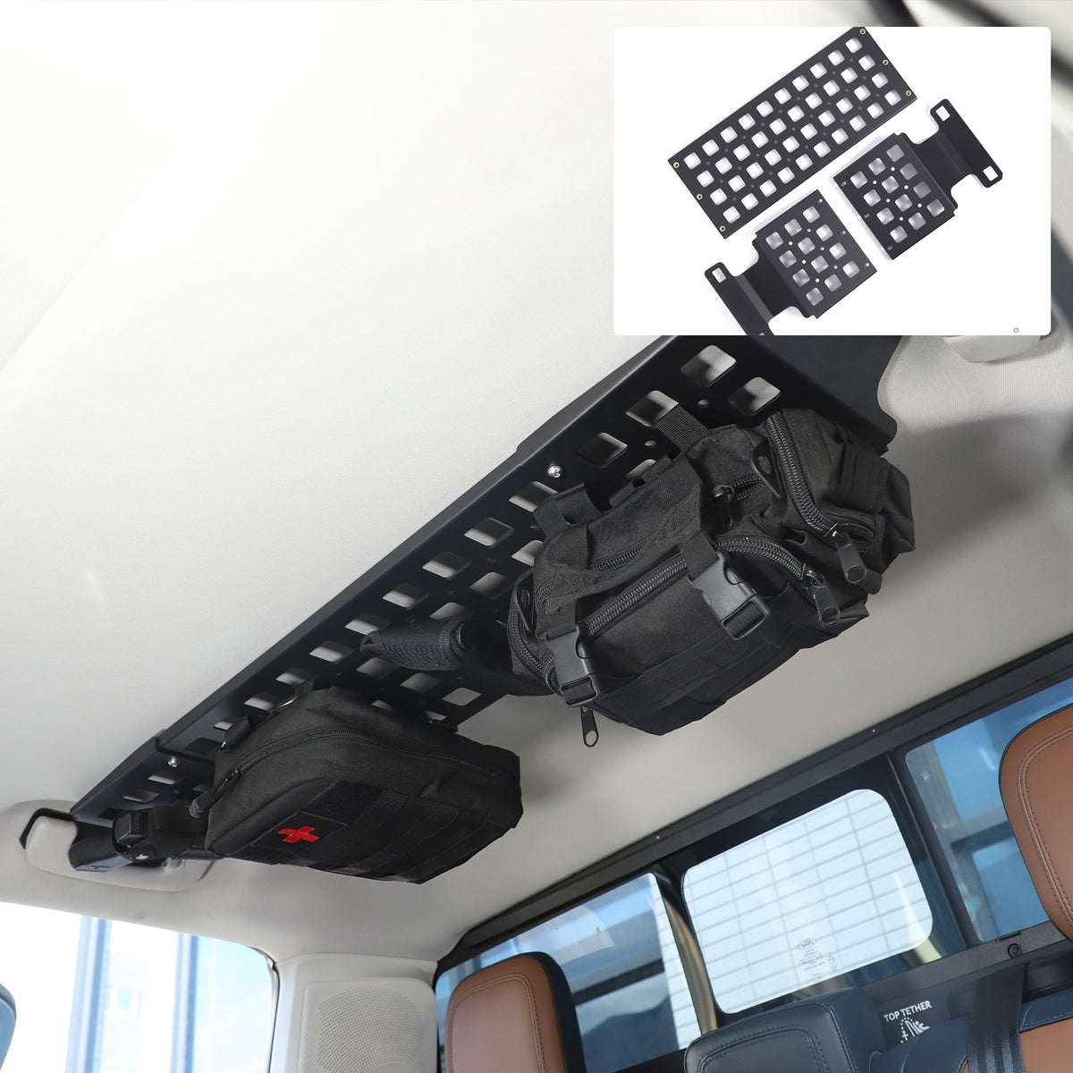 Aluminum Alloy Rear Roof Hanging Bag Rack Molle Panel For Ford Maverick 2022+ 3
