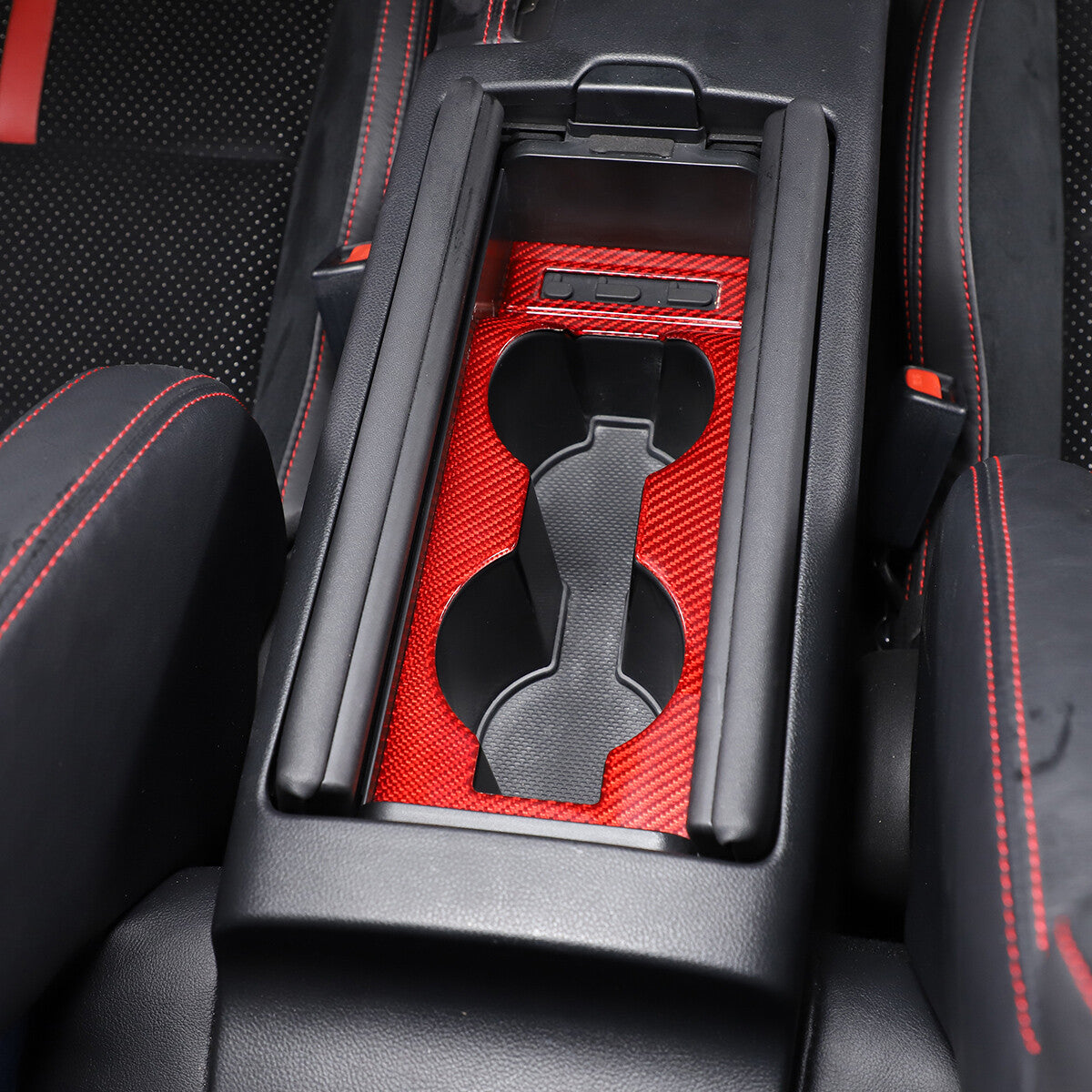 Red Real Carbon Fiber Interior Center Console Trim Set Kit For Subaru BRZ 22+ 98
