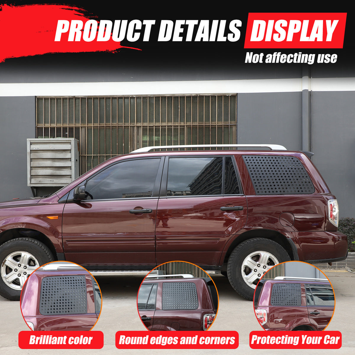 Exterior Rear Quarter Door Window Pillar Cover Trim For Honda Pilot 2003-2008 18