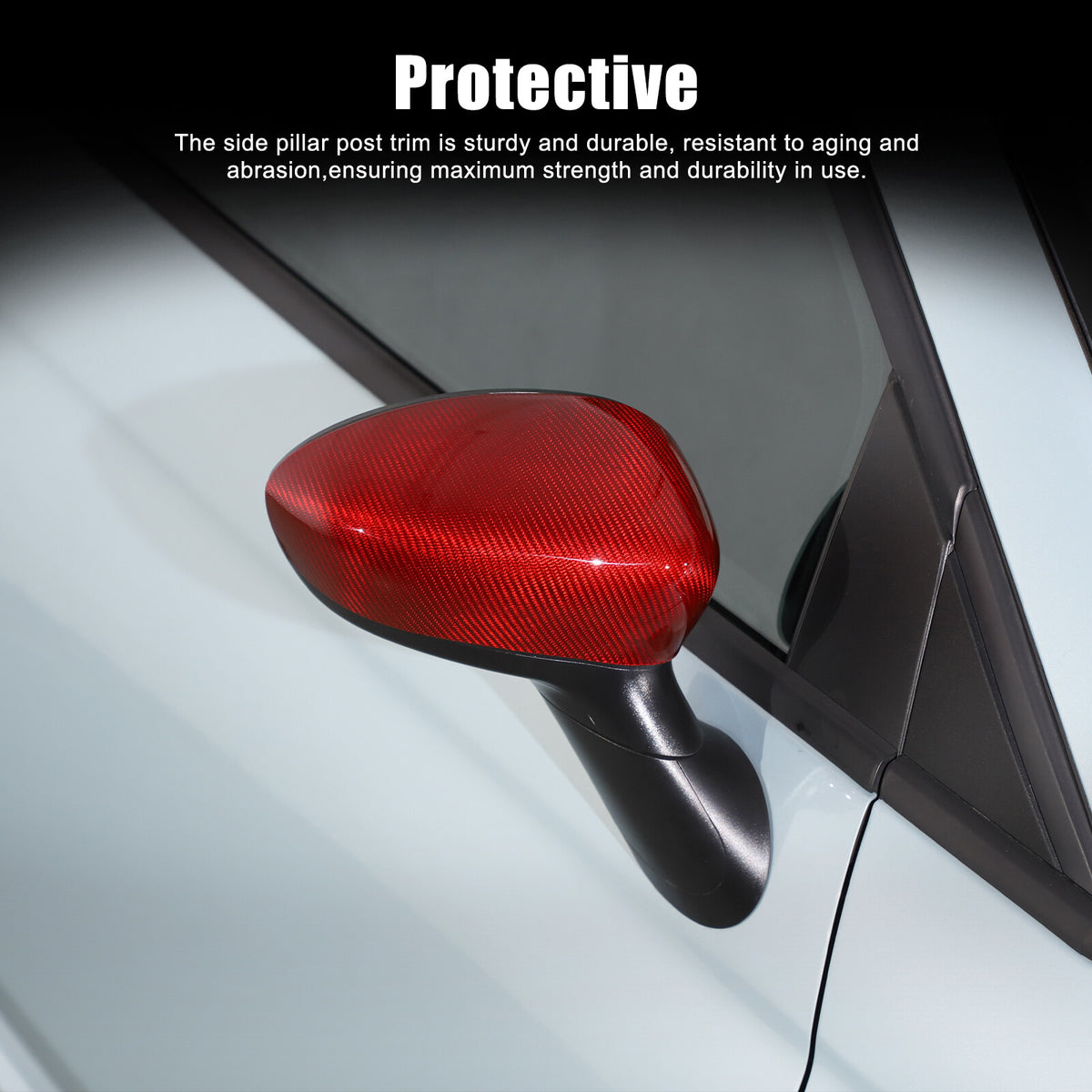 Red Carbon Fiber Exterior Side Rear Mirror Trim For Fiat 500 Abarth 595 2010+ 10