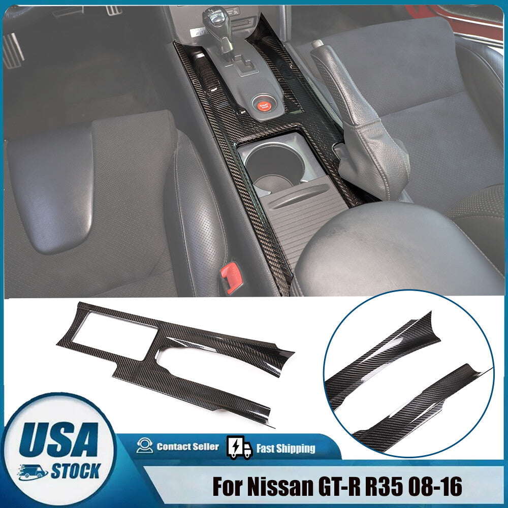 Real Dry Carbon Fiber Center Console Gear Panel Trim For Nissan GTR R35 08-16 1