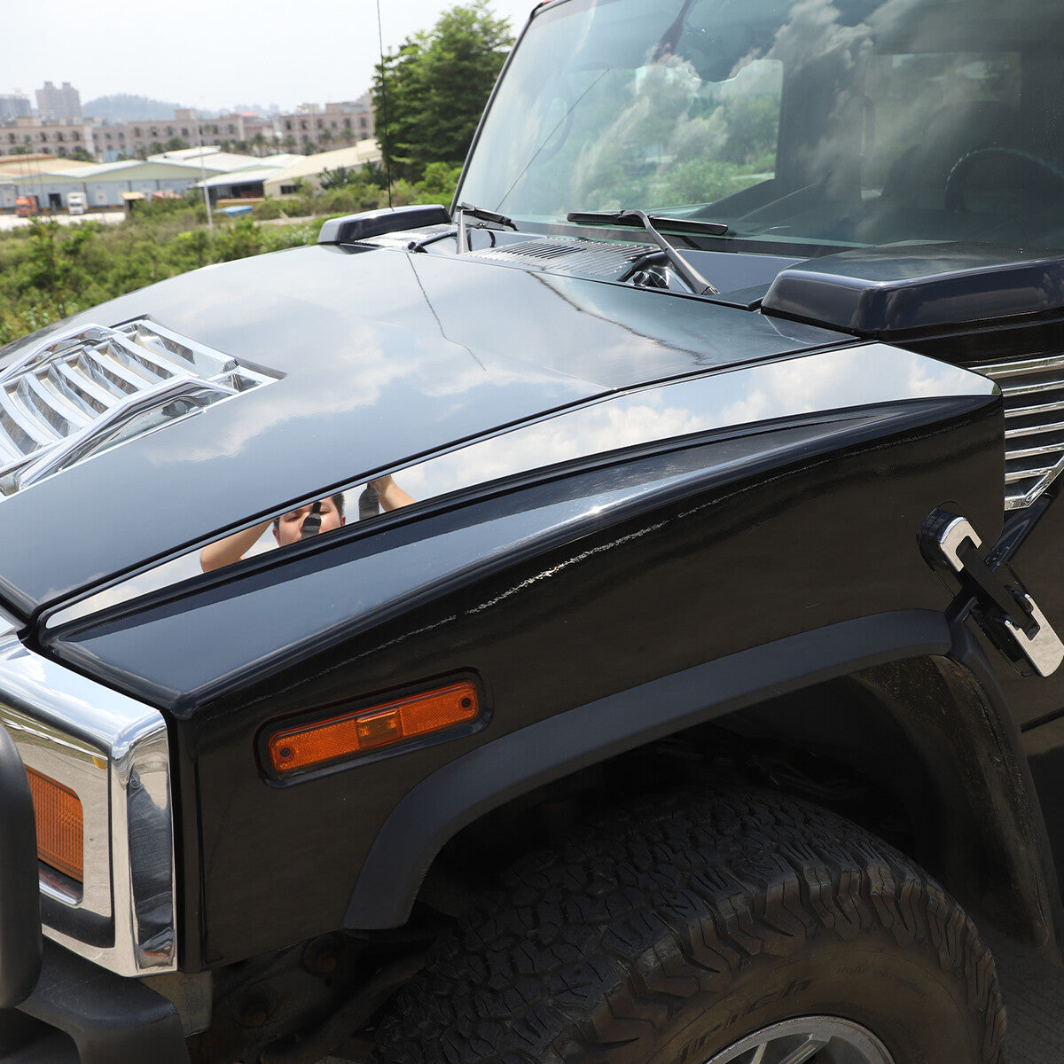 Chrome Steel Exterior Rocker Panel Trim Hood Deck Vent Set For Hummer H2 03-09 3