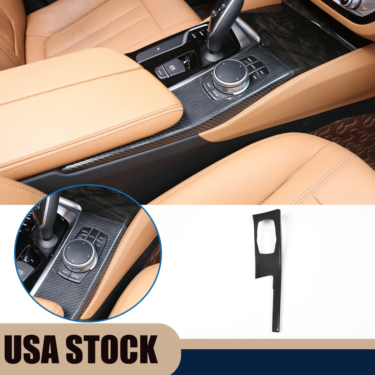 Real Carbon Fiber Center Console Mode Knob Trim For BMW 5 Series G30 2018-22 US 1