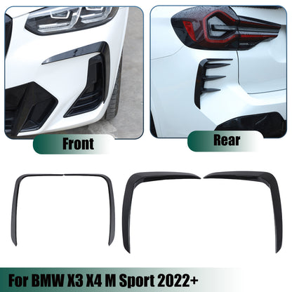 Glossy Black Front & Rear Bumper Trim Set For BMW X3 X4 G01 G02 M Sport 2022+ 1
