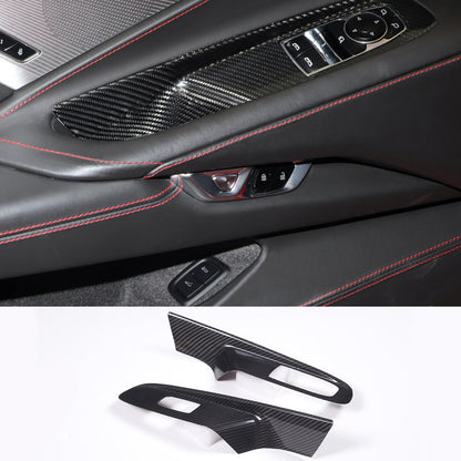 Real Carbon Fiber Window Lift Switch Panel Cover Trim For Corvette C8 Coupe 20+ 6