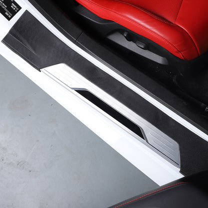 Black TPE Exterior Car Entry Guards Door Sill Cover Trim For Corvette C8 2020-26 17