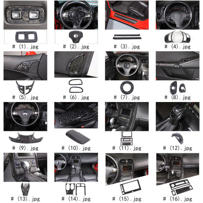 Forged Real Carbon Fiber Full Interior Set Decor Cover Trim Kit for Corvette C6 2
