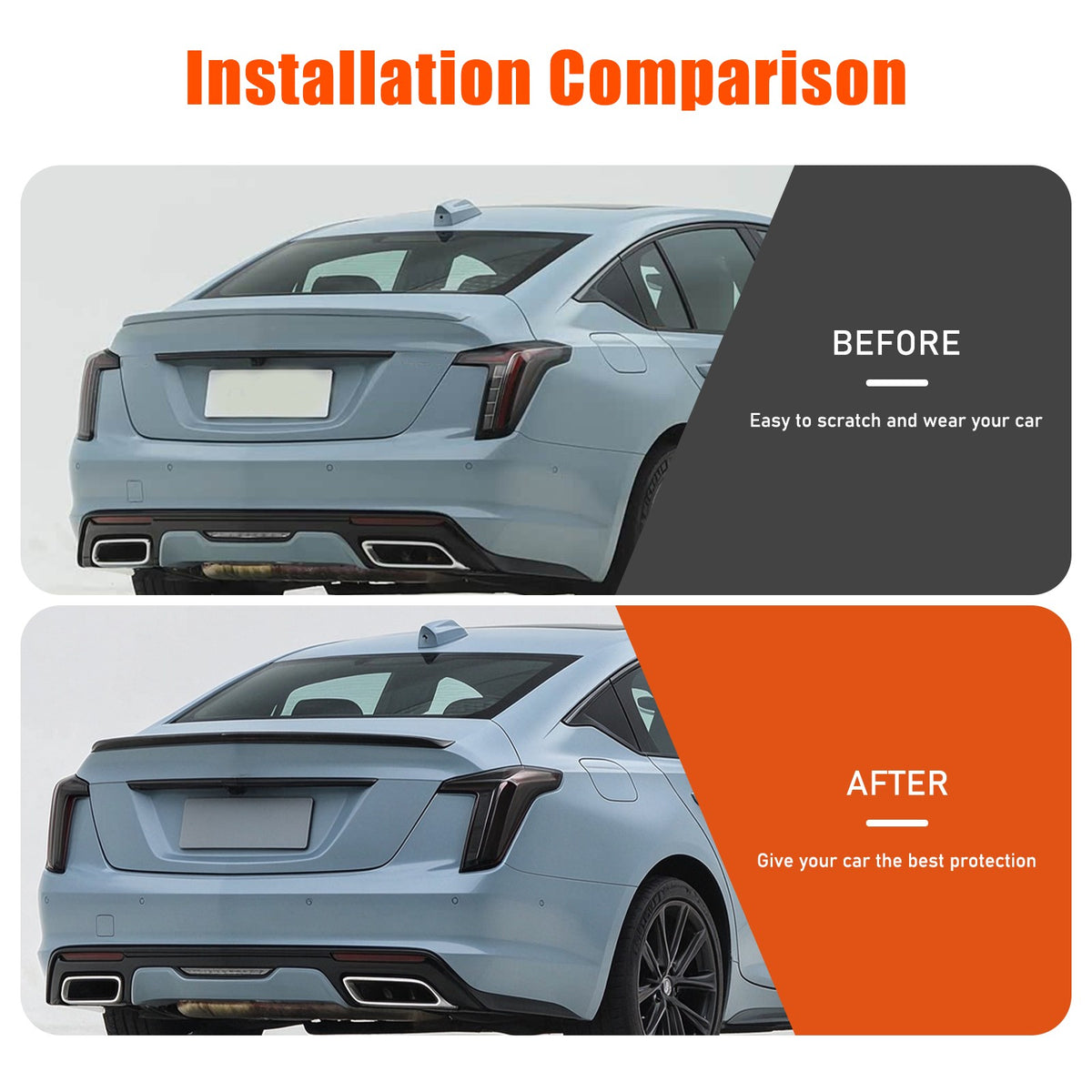 Smoke Black ABS Tail Light Lens Cover Overlay For Cadillac CT5 2020-2026 6
