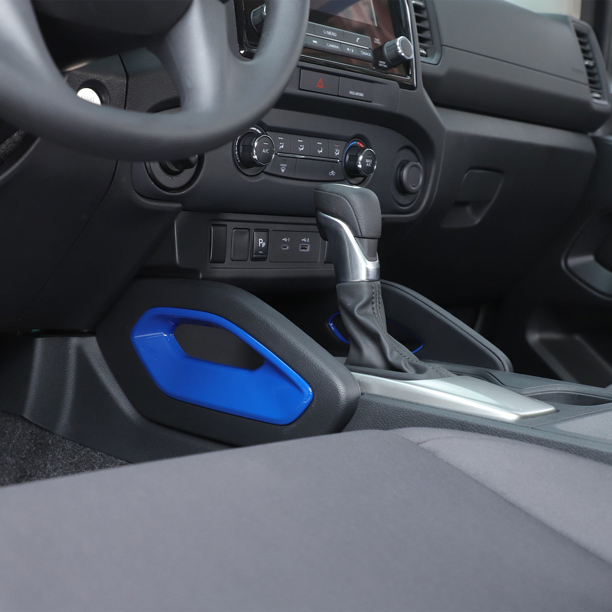 ABS Blue Center Console Side Armrest Frame Trim For Nissan Frontier 2022+ US 2