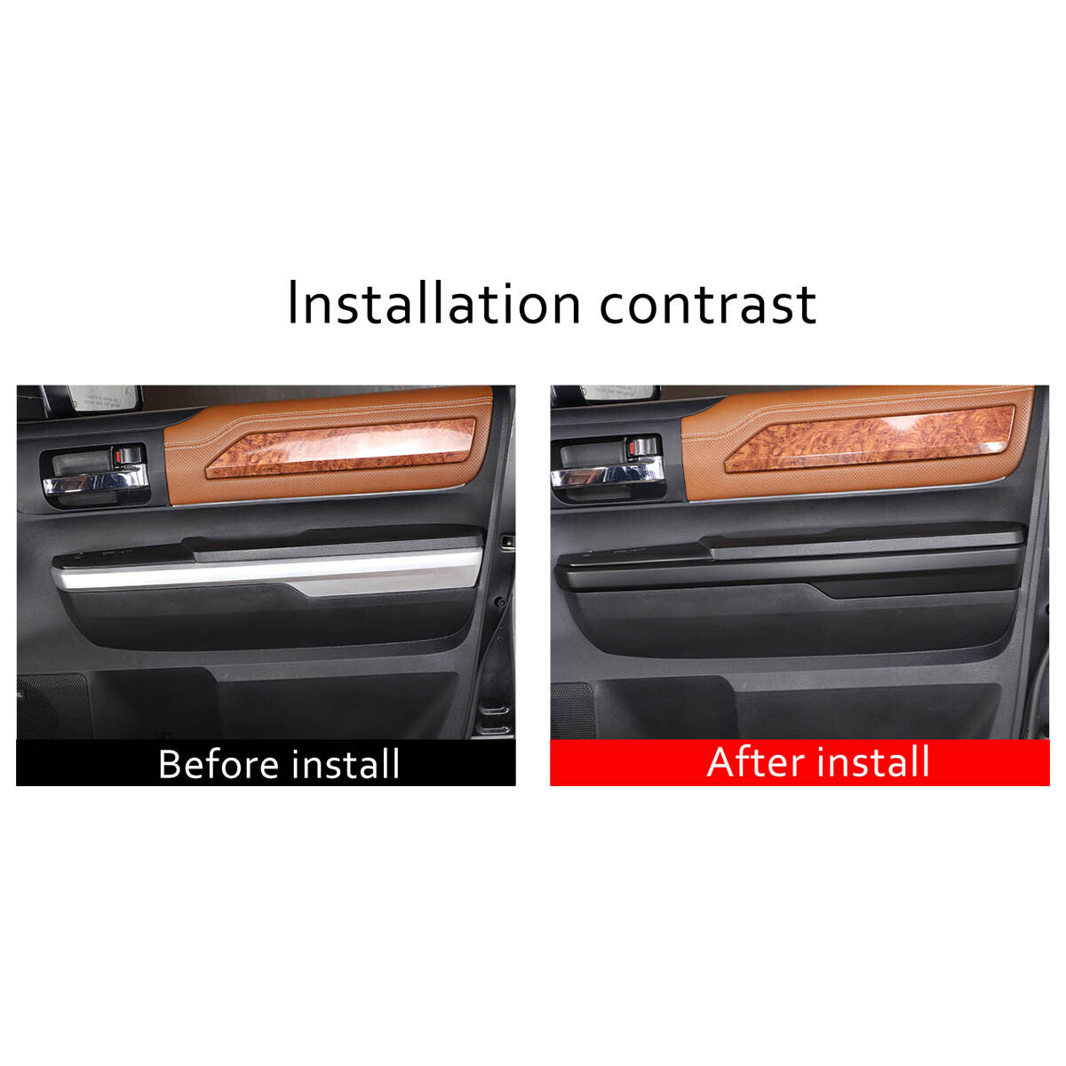 Matte Black Inner Door Armrest Panel Trim For Toyota Tundra Crew Cab 2014-2020 9