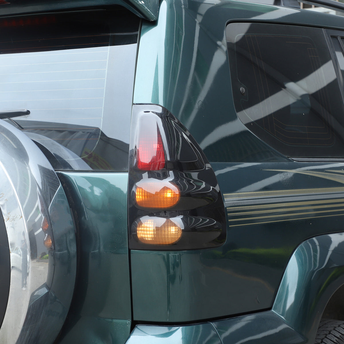 Smoked Black Rear Tail Light Guard Cover Trim Bezel For Toyota Prado FJ120 03-09 5