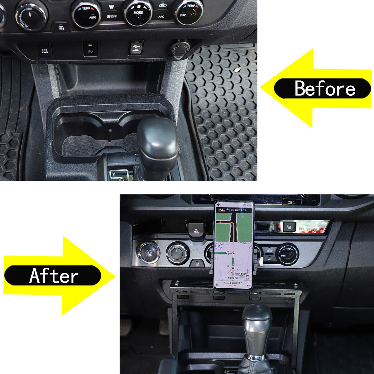 Central Console Multi-functional Cell Phone Holder Bracket For Tacoma 2016-23 8