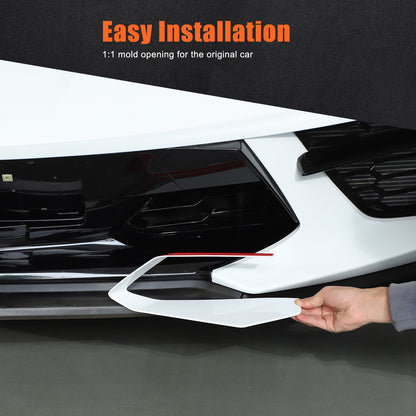 White ABS Front Bumper Center Grille Frame Trim Cover For Corvette C8 2020+ 9