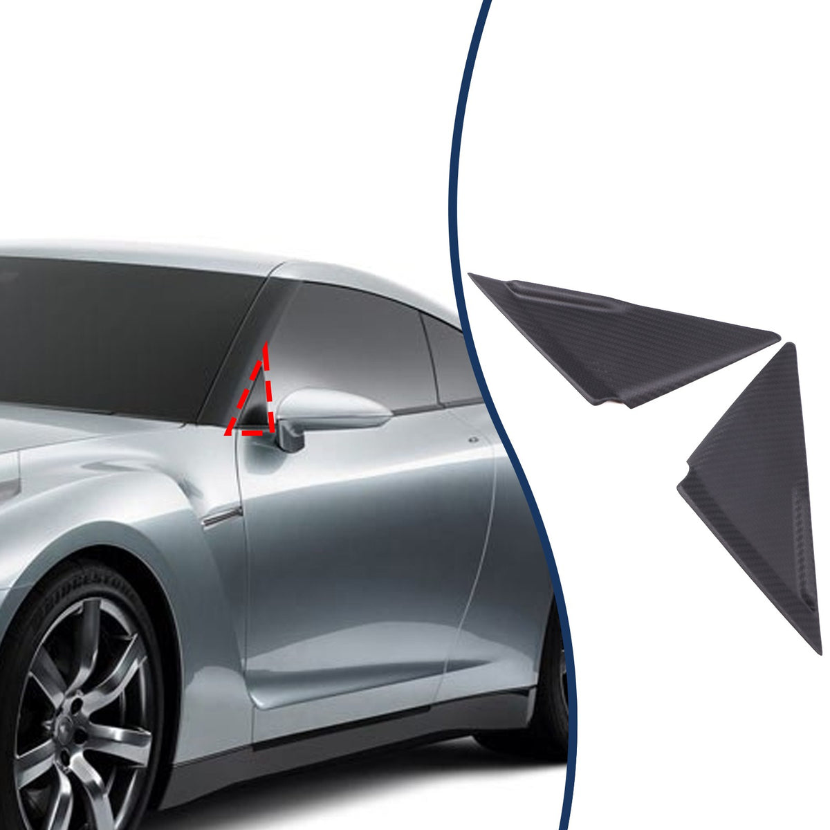 Matte Real Carbon Fiber Front A-Pillar Triangle Trim For Nissan GTR R35 2008-16 11